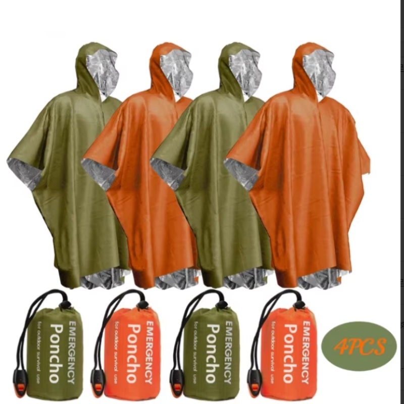 Survival Blanket Reflective - Poncho de Emergencia Portátil, Juego de